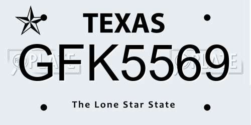 GFK5569 Texas License Plate