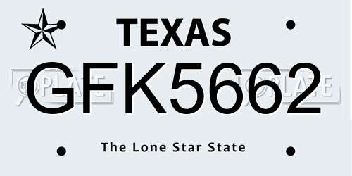 GFK5662 Texas License Plate