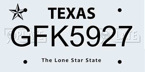 GFK5927 Texas License Plate
