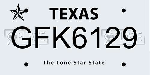 GFK6129 Texas License Plate