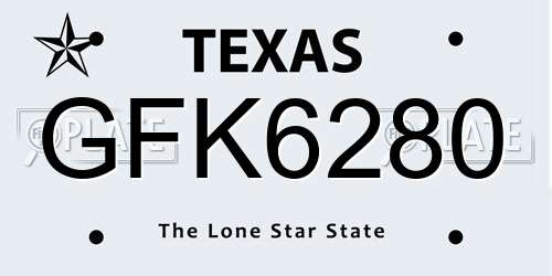 GFK6280 Texas License Plate