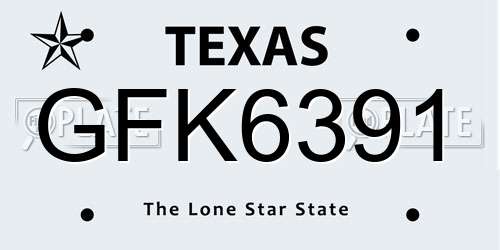 GFK6391 Texas License Plate