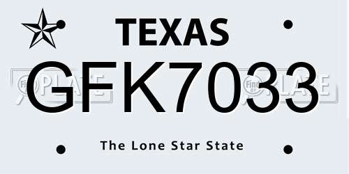 GFK7033 Texas License Plate
