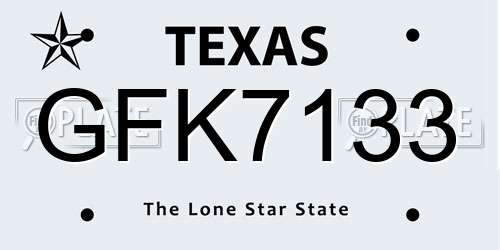 GFK7133 Texas License Plate
