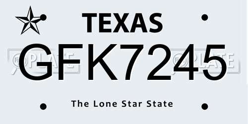 GFK7245 Texas License Plate
