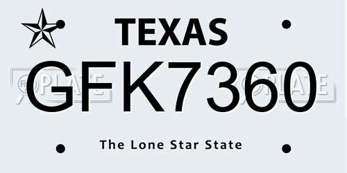 GFK7360 Texas License Plate