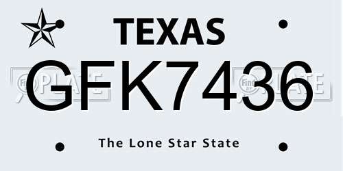 GFK7436 Texas License Plate