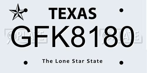 GFK8180 Texas License Plate