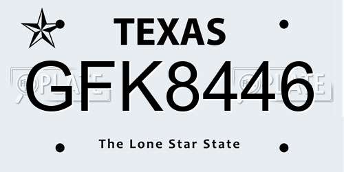 GFK8446 Texas License Plate