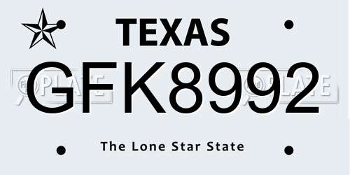 GFK8992 Texas License Plate