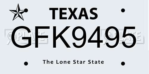 GFK9495 Texas License Plate