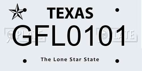 GFL0101 Texas License Plate