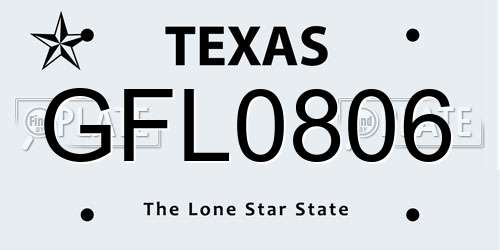 GFL0806 Texas License Plate