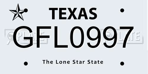 GFL0997 Texas License Plate