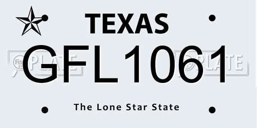 GFL1061 Texas License Plate