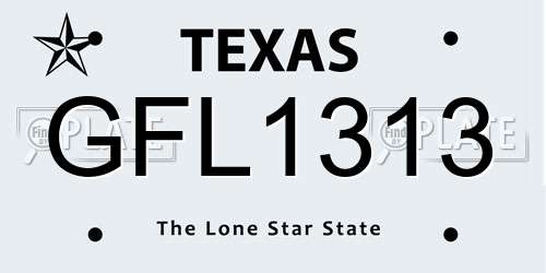 GFL1313 Texas License Plate