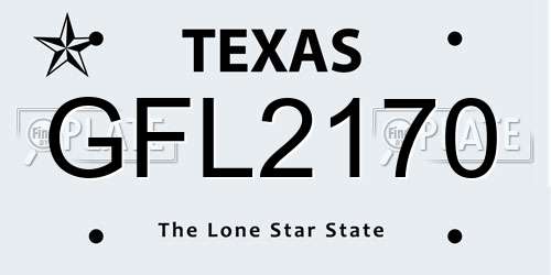 GFL2170 Texas License Plate