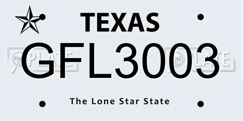 GFL3003 Texas License Plate