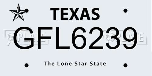 GFL6239 Texas License Plate