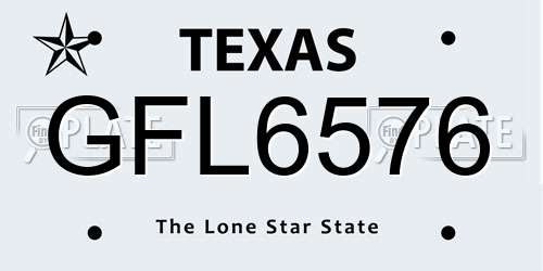 GFL6576 Texas License Plate