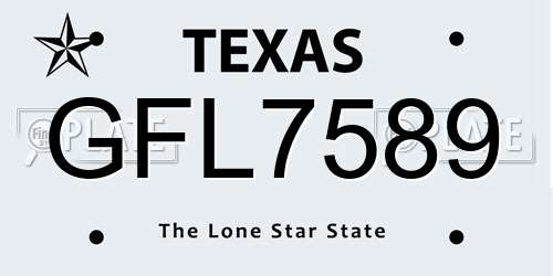 GFL7589 Texas License Plate