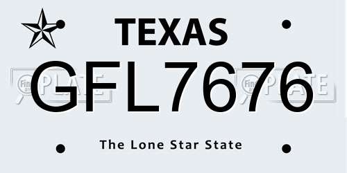 GFL7676 Texas License Plate