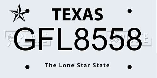 GFL8558 Texas License Plate