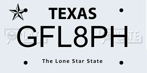 GFL8PH Texas License Plate