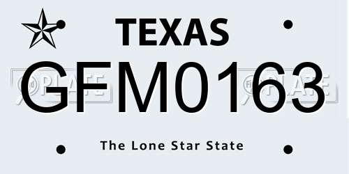 GFM0163 Texas License Plate