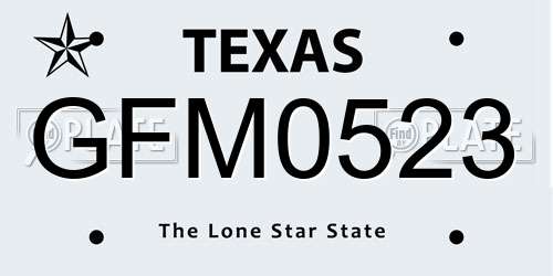 GFM0523 Texas License Plate