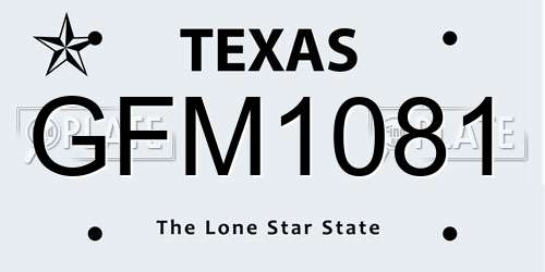 GFM1081 Texas License Plate