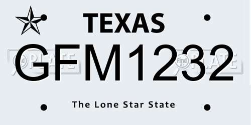 GFM1232 Texas License Plate