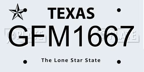 GFM1667 Texas License Plate