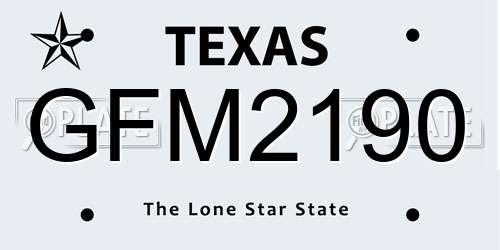 GFM2190 Texas License Plate