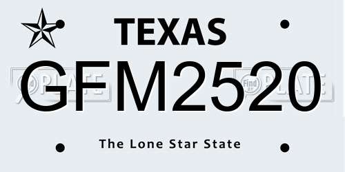 GFM2520 Texas License Plate