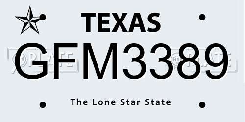 GFM3389 Texas License Plate