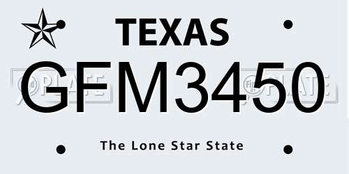 GFM3450 Texas License Plate