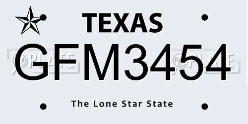 GFM3454 Texas License Plate