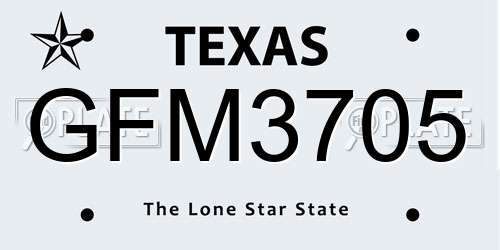 GFM3705 Texas License Plate
