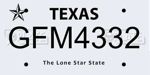 GFM4332 Texas License Plate