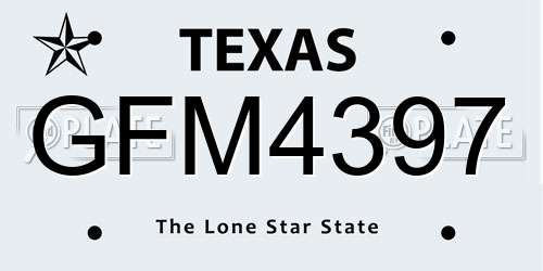 GFM4397 Texas License Plate