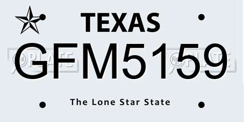 GFM5159 Texas License Plate