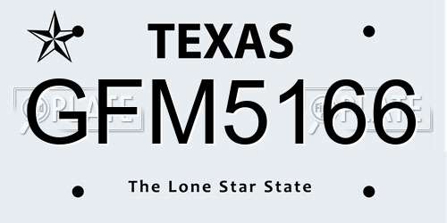 GFM5166 Texas License Plate
