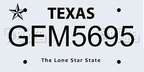 GFM5695 Texas License Plate