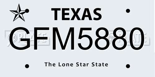GFM5880 Texas License Plate