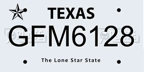 GFM6128 Texas License Plate