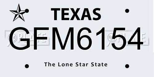 GFM6154 Texas License Plate