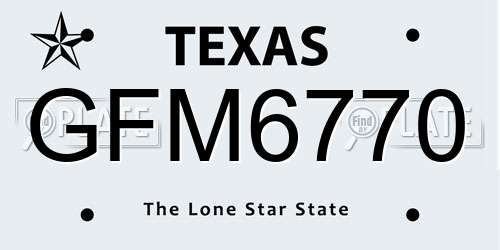 GFM6770 Texas License Plate