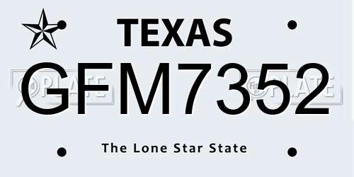 GFM7352 Texas License Plate