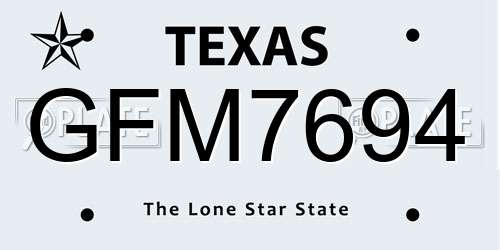 GFM7694 Texas License Plate
